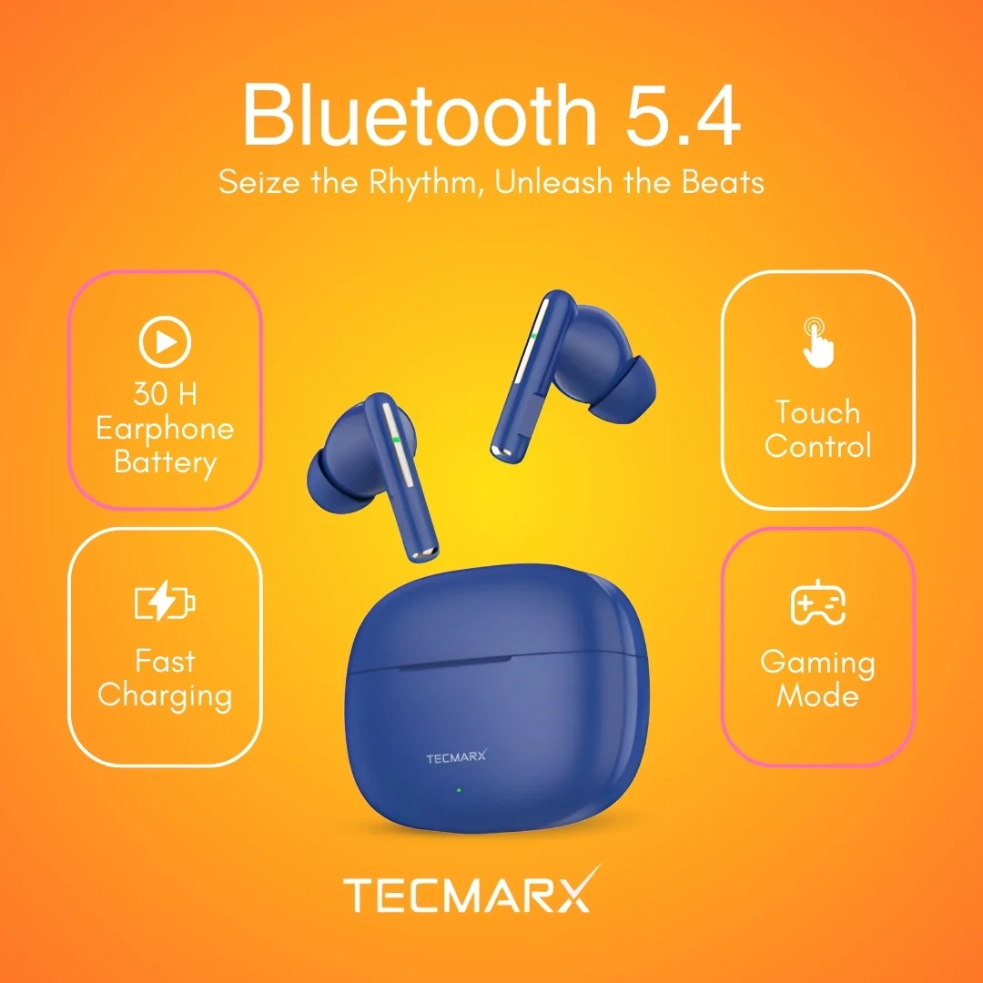 Tecmarx Vibe Bluetooth Earbuds | 30 Hr Playtime  | Balance Sound - Image 19