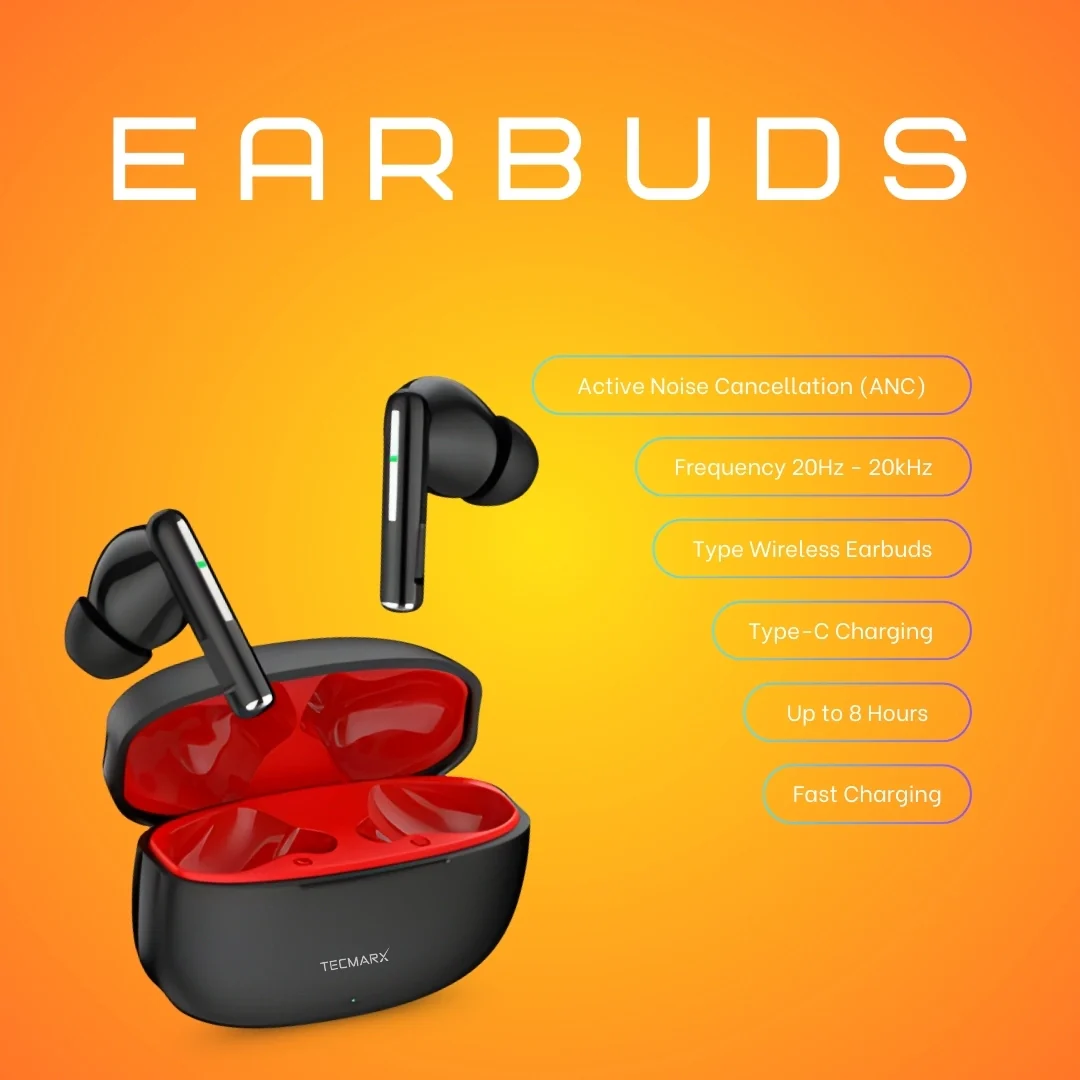 Tecmarx Vibe Bluetooth Earbuds | 30 Hr Playtime  | Balance Sound - Image 8